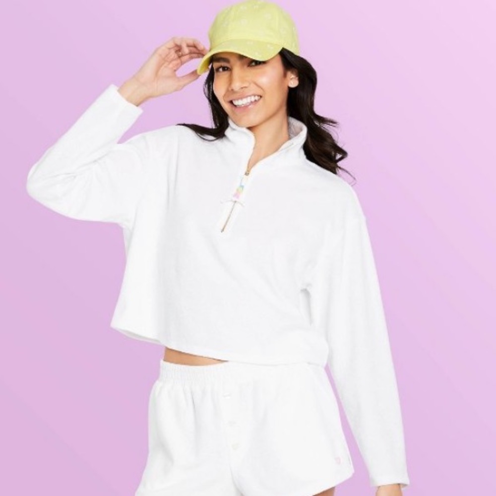Stoney Clover Lane X Target White Terry Cloth Quarter Zip